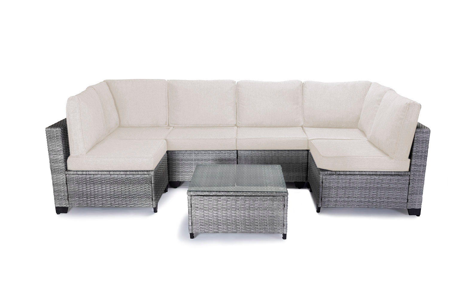 Conjunto de Sofas de Exterior en Ratan PE, 7 piezas. Muebles de Jardin y Terraza