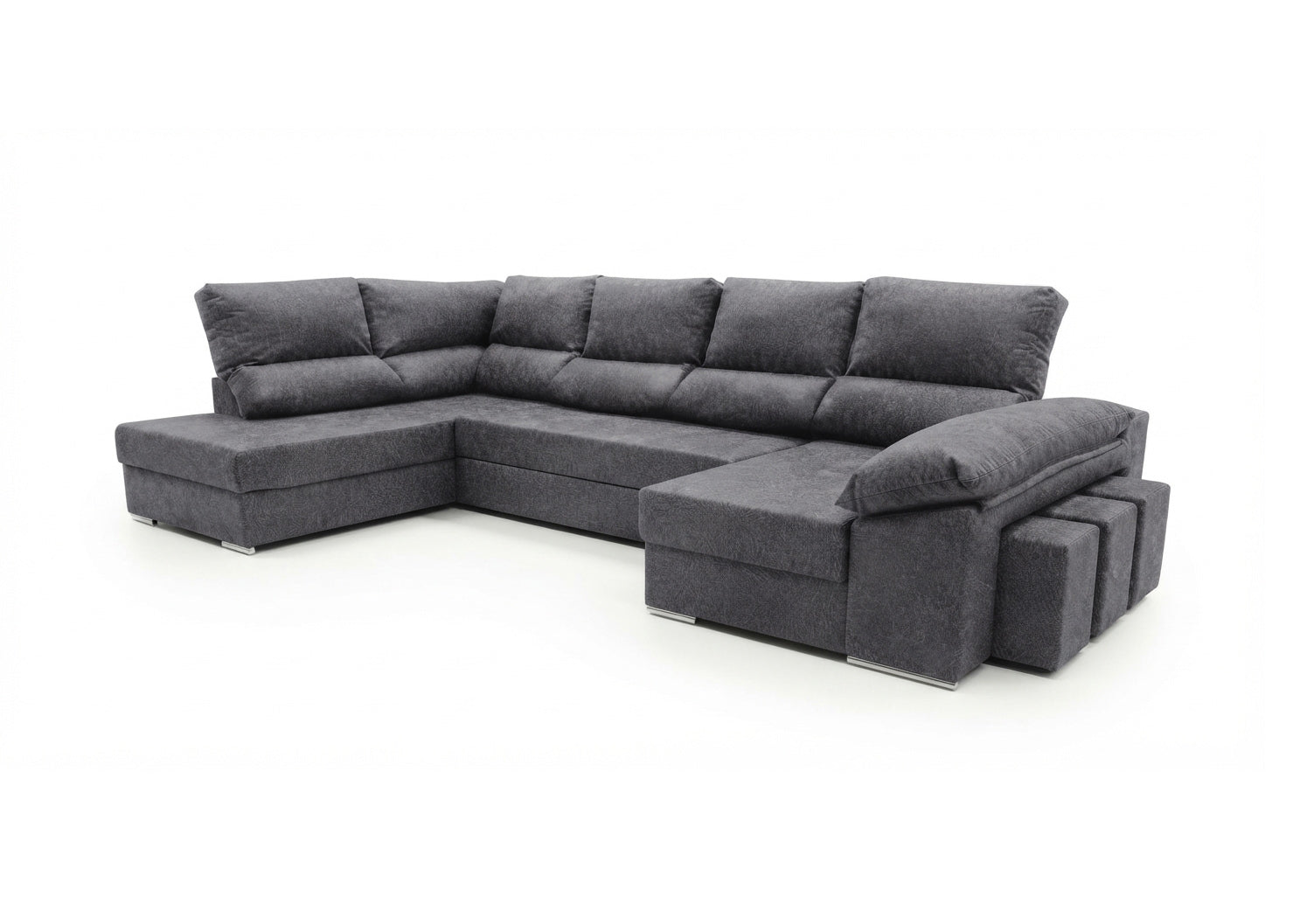 Mega Sofa Cama Rinconera Chaise Longue Sicilia 345cm Gris