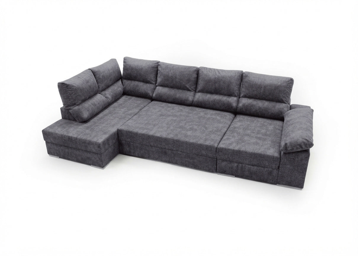 Mega Sofa Cama Rinconera Chaise Longue Sicilia 345cm Gris