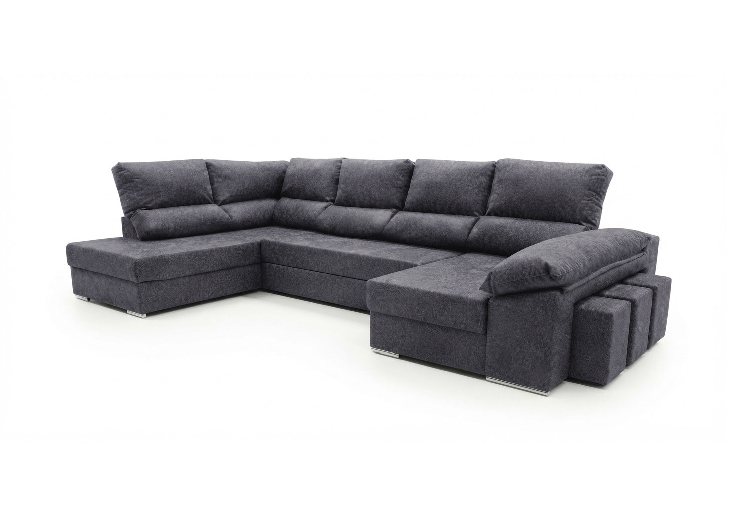 Mega Sofa Cama Rinconera Chaise Longue Sicilia 345cm Gris Oscuro