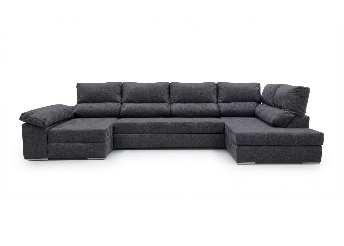 Mega Sofa Cama Rinconera Chaise Longue Sicilia 345cm Gris Oscuro