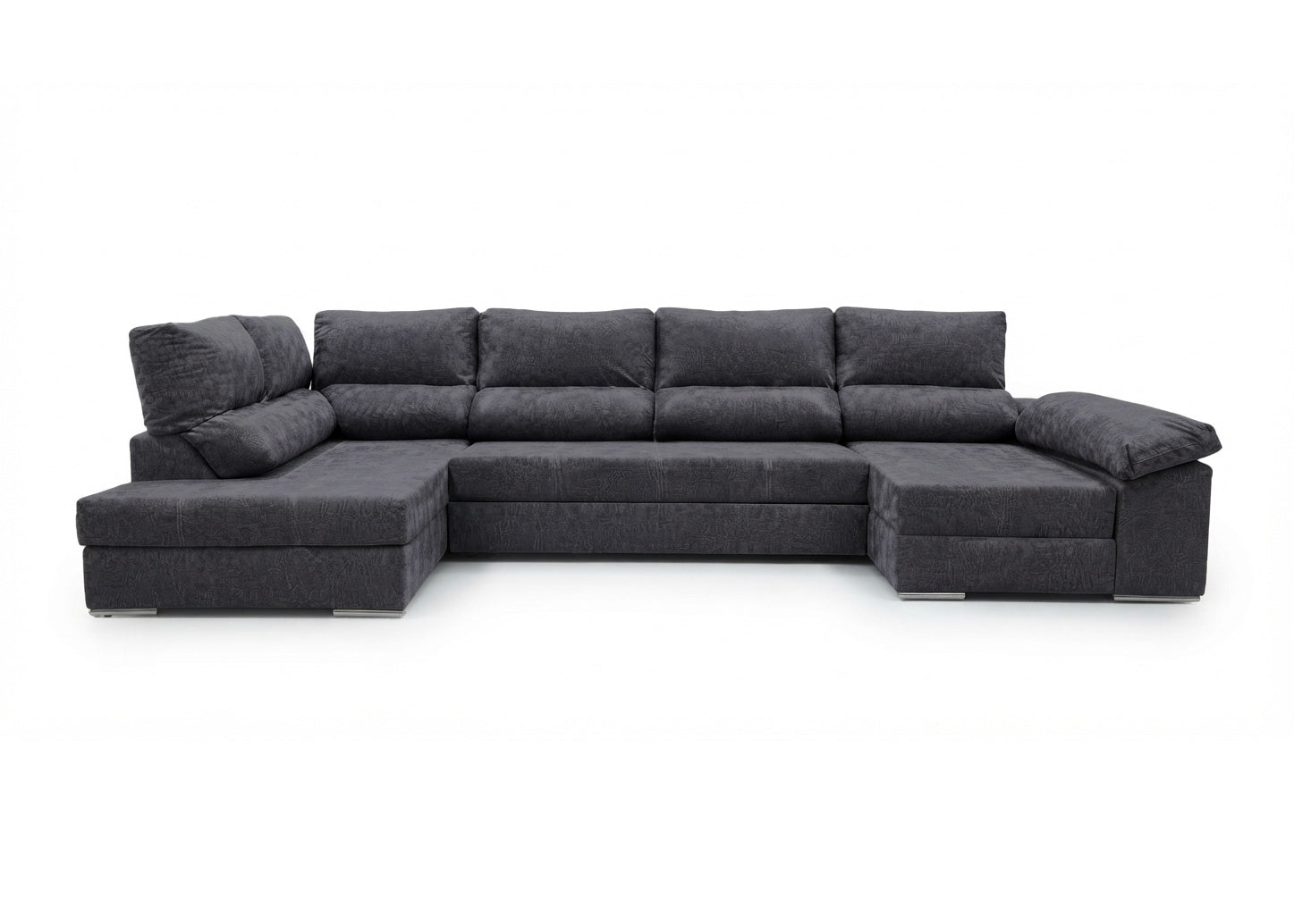Mega Sofa Cama Rinconera Chaise Longue Sicilia 345cm Gris Oscuro