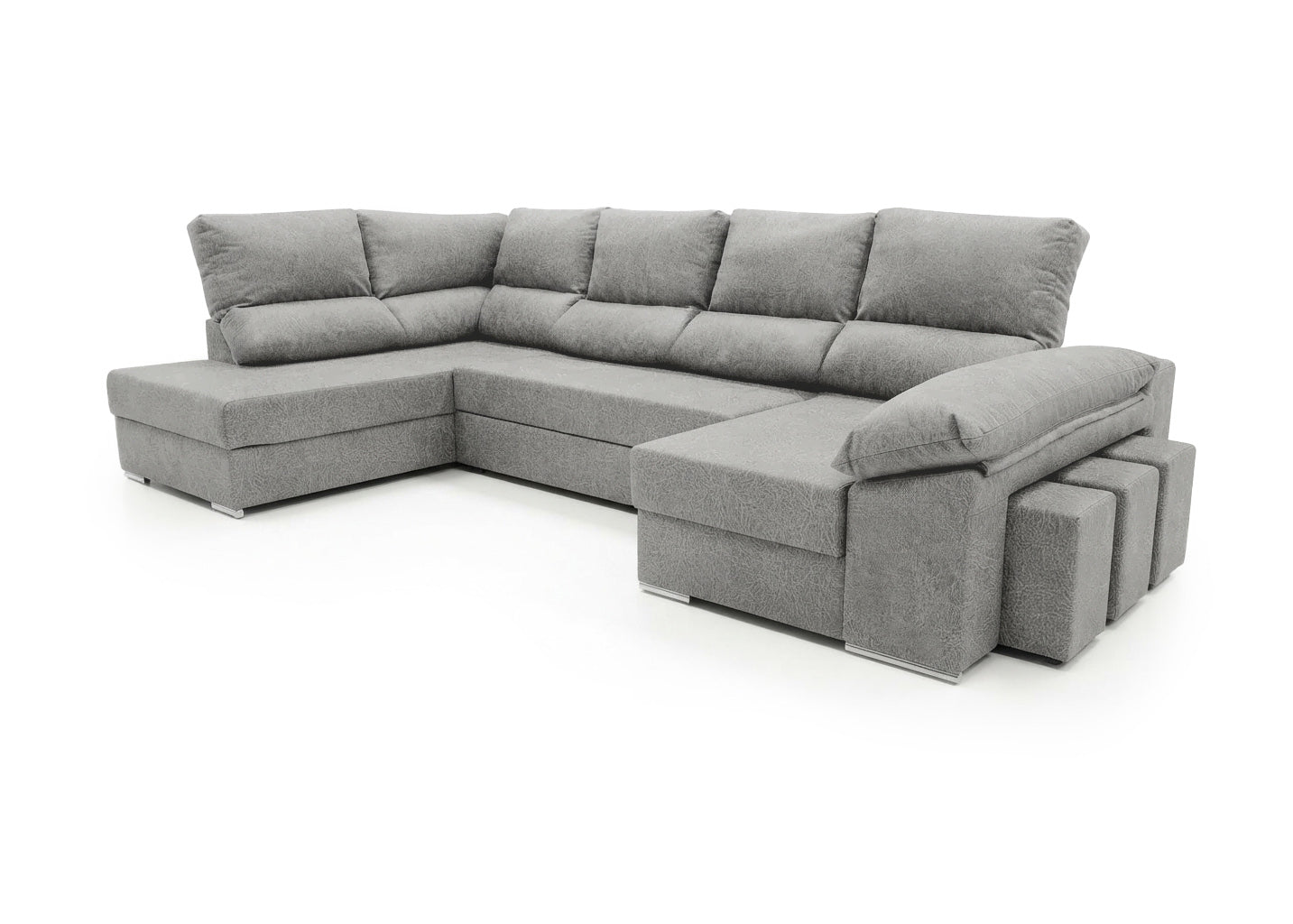 Mega Sofa Cama Chaise Longue Rinconera Sicilia 345cm Gris