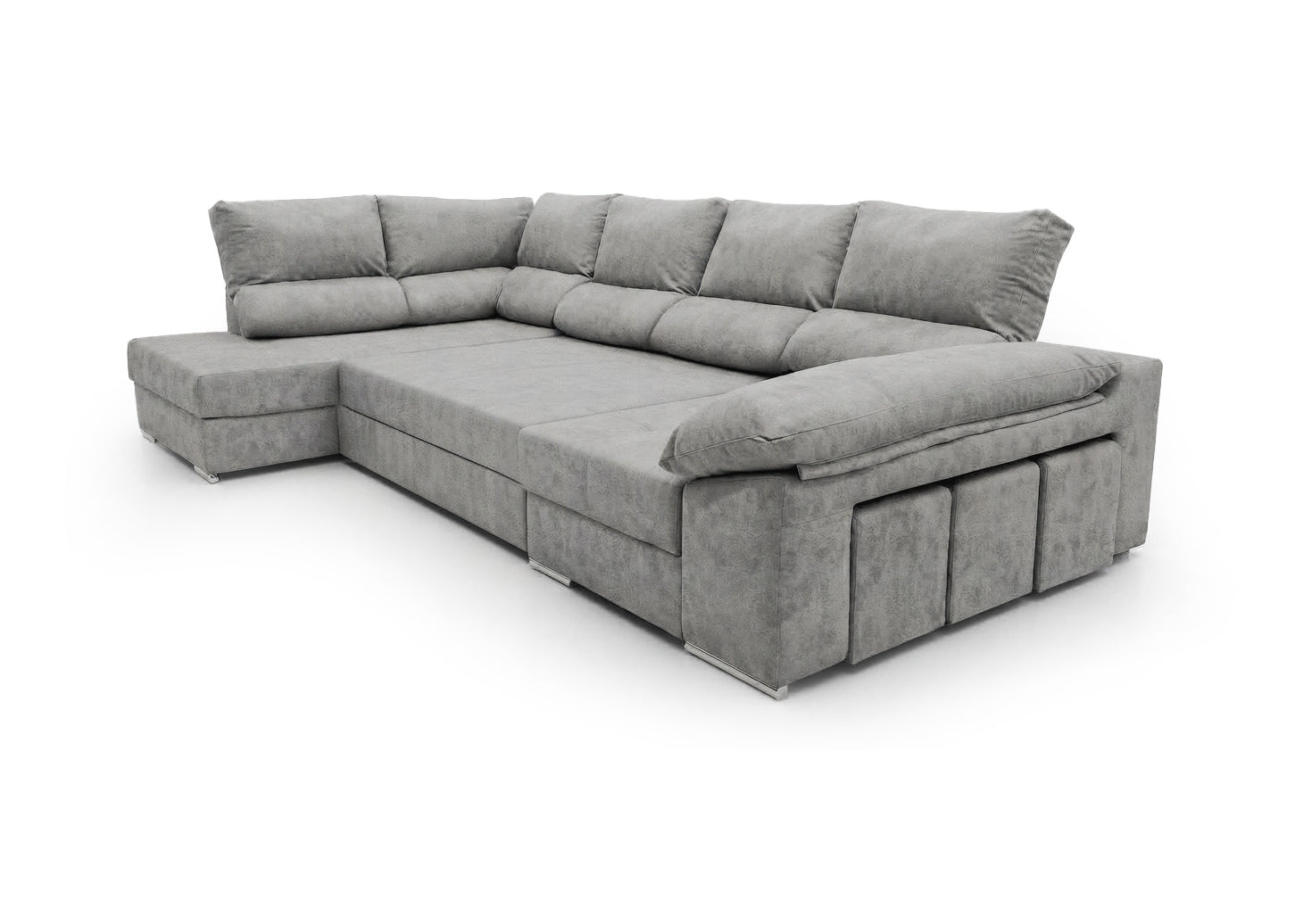 Mega Sofa Cama Chaise Longue Rinconera Sicilia 345cm Gris