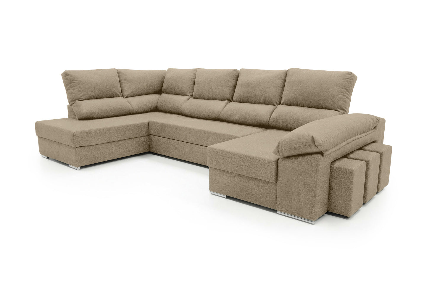 Mega Sofa Cama Chaise Longue Rinconera Sicilia 345cm Marron