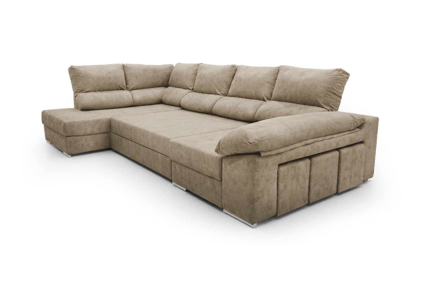 Mega Sofa Cama Chaise Longue Rinconera Sicilia 345cm Marron