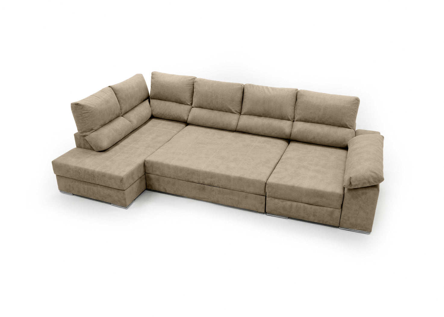 Mega Sofa Cama Chaise Longue Rinconera Sicilia 345cm Marron