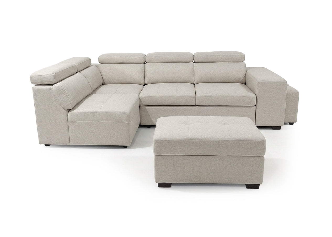 Sofa Cama Rinconera Teen + Puf con Arcon 264cm Beige