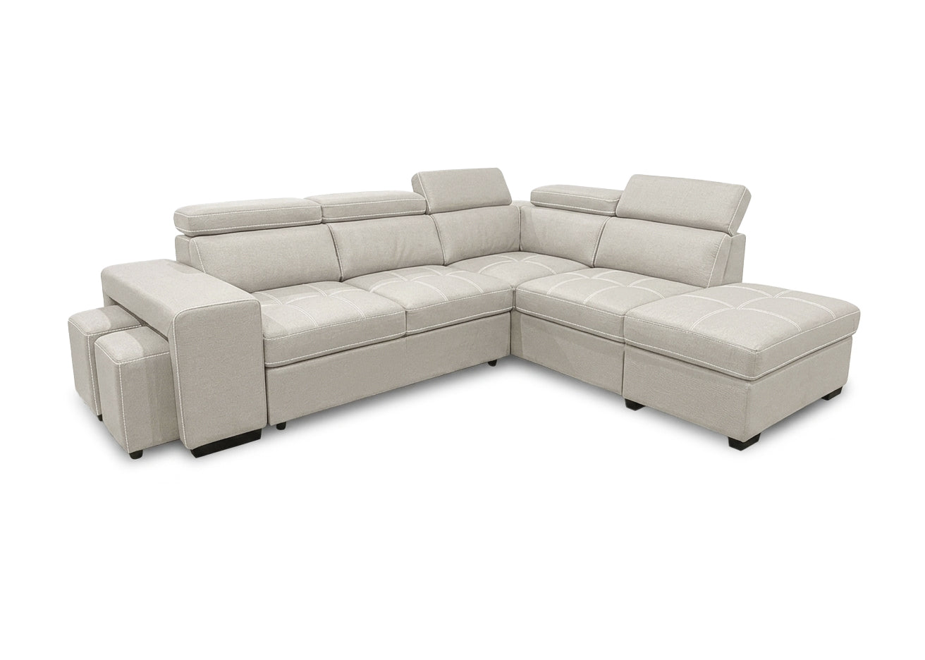 Sofa Cama Rinconera Teen + Puf con Arcon 264cm Beige