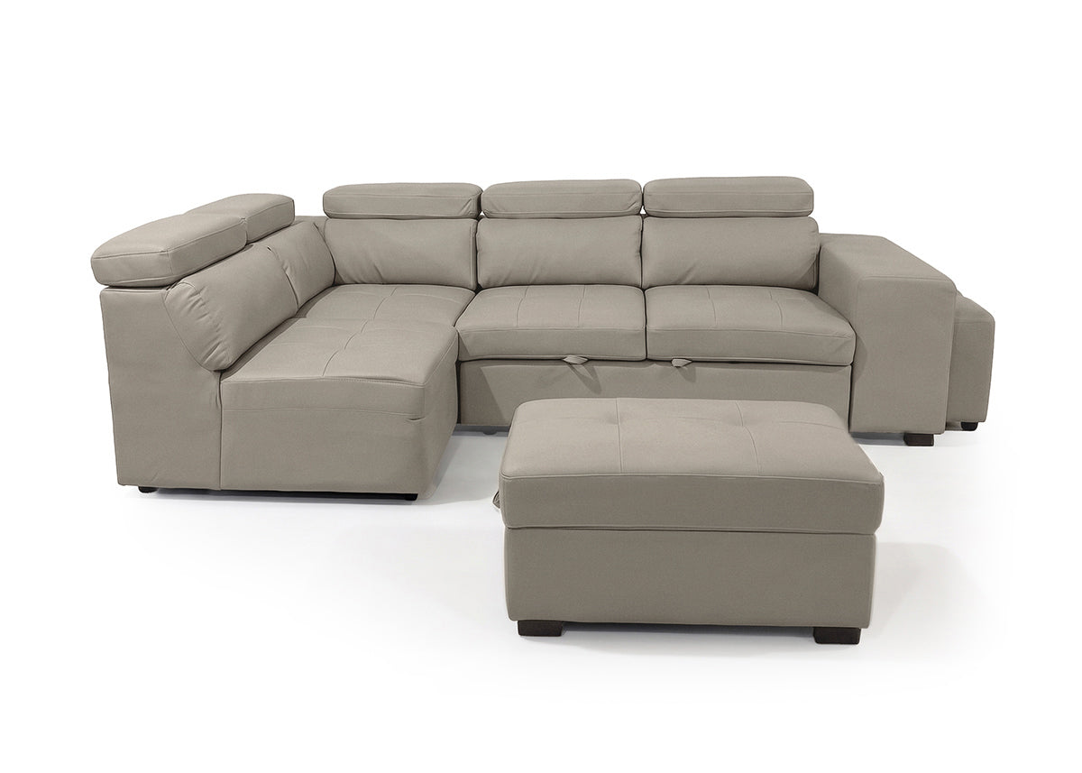 Sofa Cama Rinconera Teen Beige, Puf con Arcon 264cm
