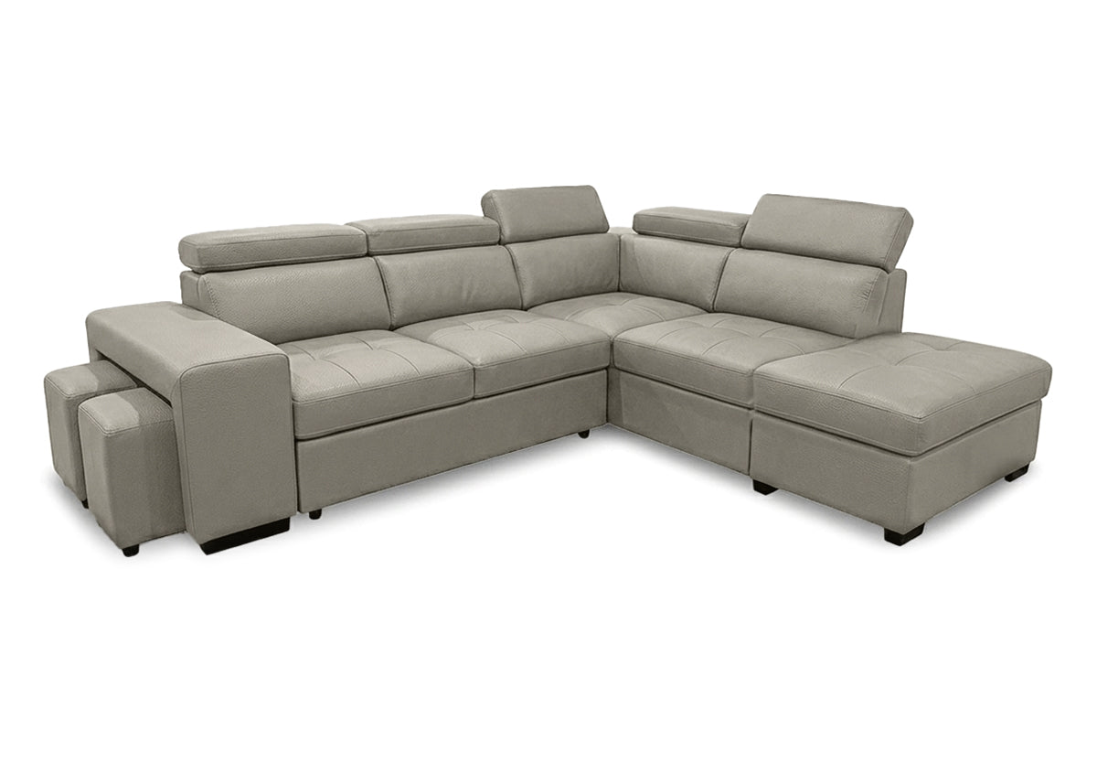Sofa Cama Rinconera Teen Beige, Puf con Arcon 264cm