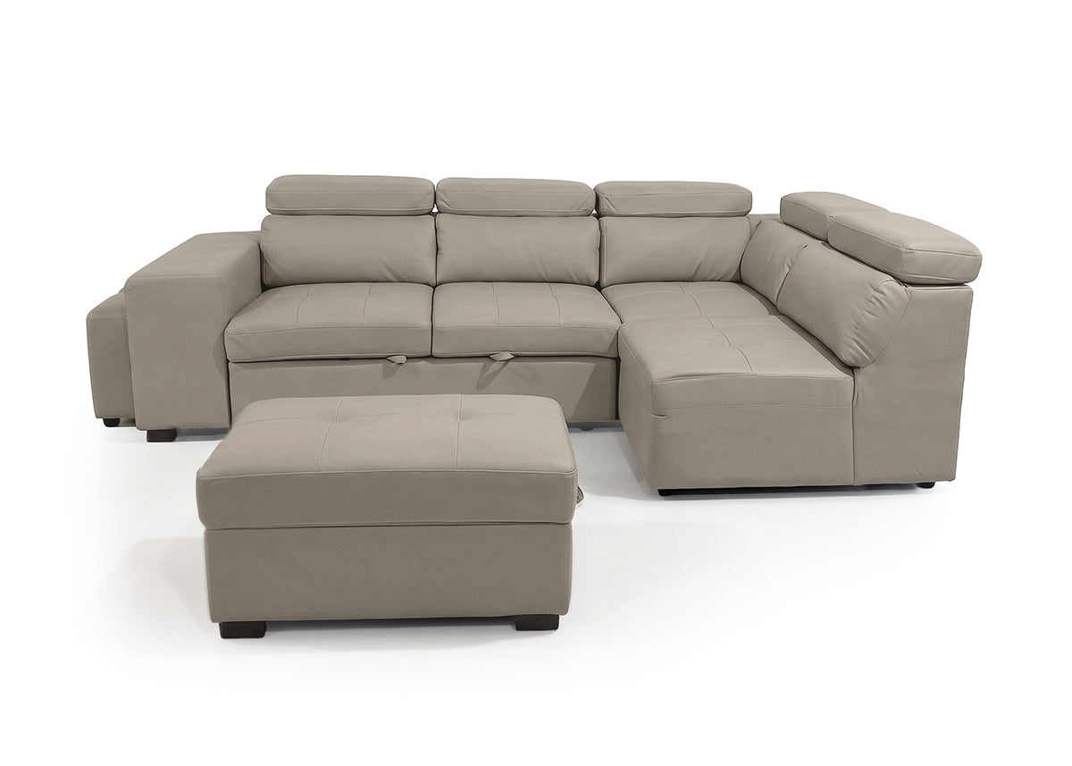 Sofa Cama Rinconera Teen Beige, Puf con Arcon 264cm