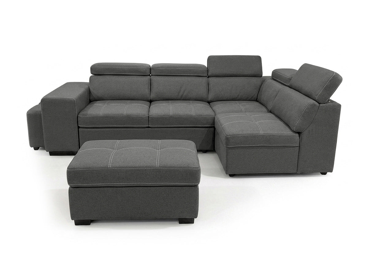 Sofa Cama Rinconera Teen + Puf con Arcon 264cm Negro