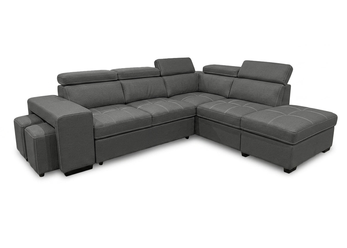 Sofa Cama Rinconera Teen + Puf con Arcon 264cm Negro