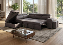 Sofa Cama Rinconera Teen Marron, Puf con Arcon 264cm