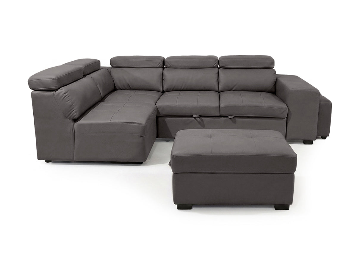 Sofa Cama Rinconera Teen Marron, Puf con Arcon 264cm
