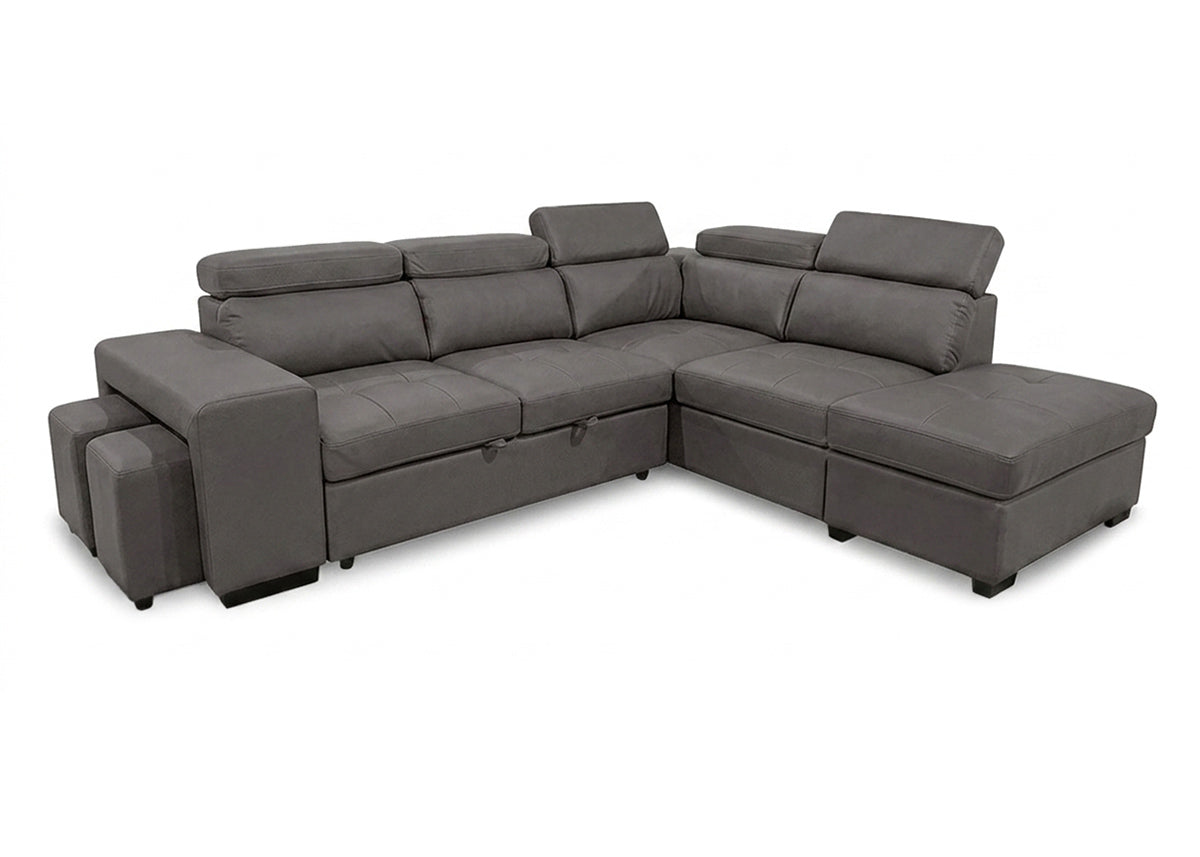 Sofa Cama Rinconera Teen Marron, Puf con Arcon 264cm