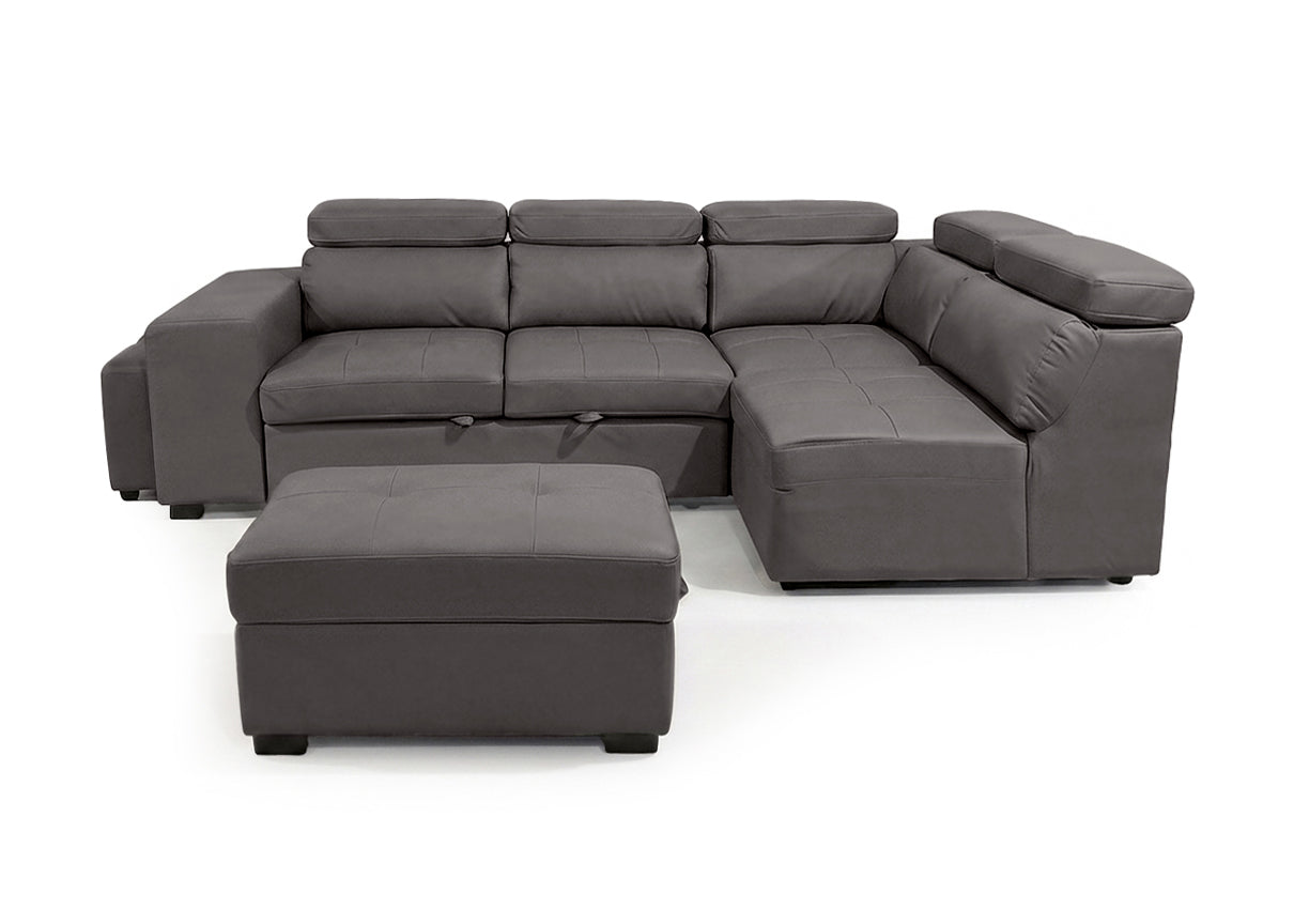 Sofa Cama Rinconera Teen Marron, Puf con Arcon 264cm