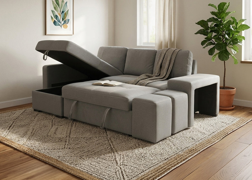 Sofá-Cama Chaise Longue Stacy Cinzento 250cm