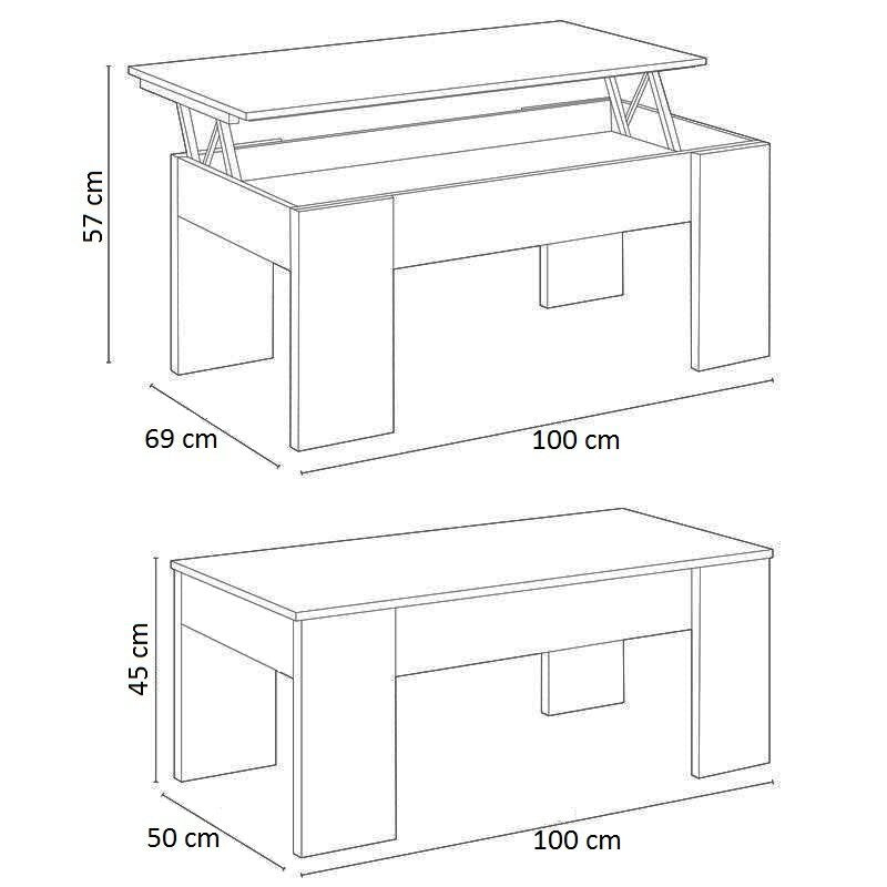 Mesa de Centro Elevable Artik 100x50 cm