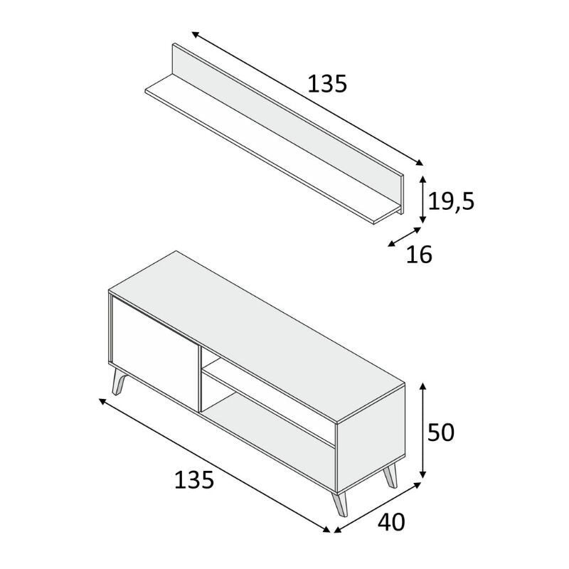 Mueble TV 135cm + Estante. Conjunto Muebles de Salon