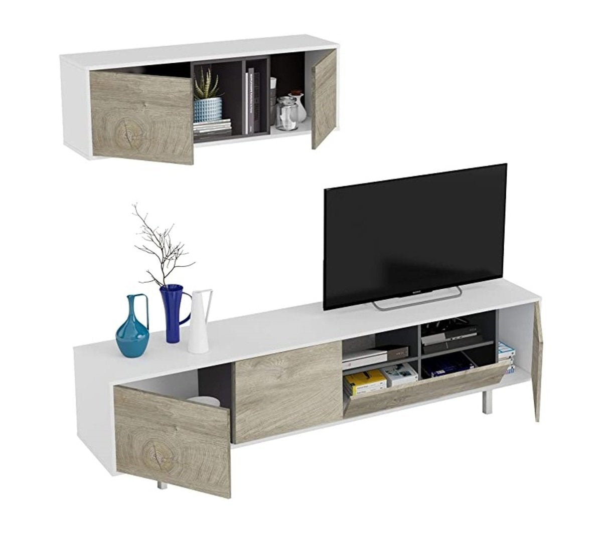 Mueble TV 200 cm + Estante. Conjunto Muebles de Salon