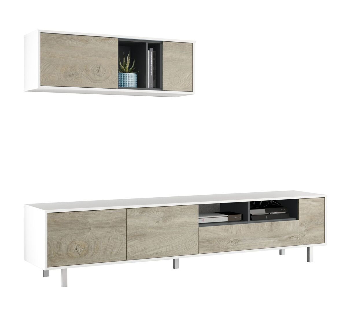 Mueble TV 200 cm + Estante. Conjunto Muebles de Salon