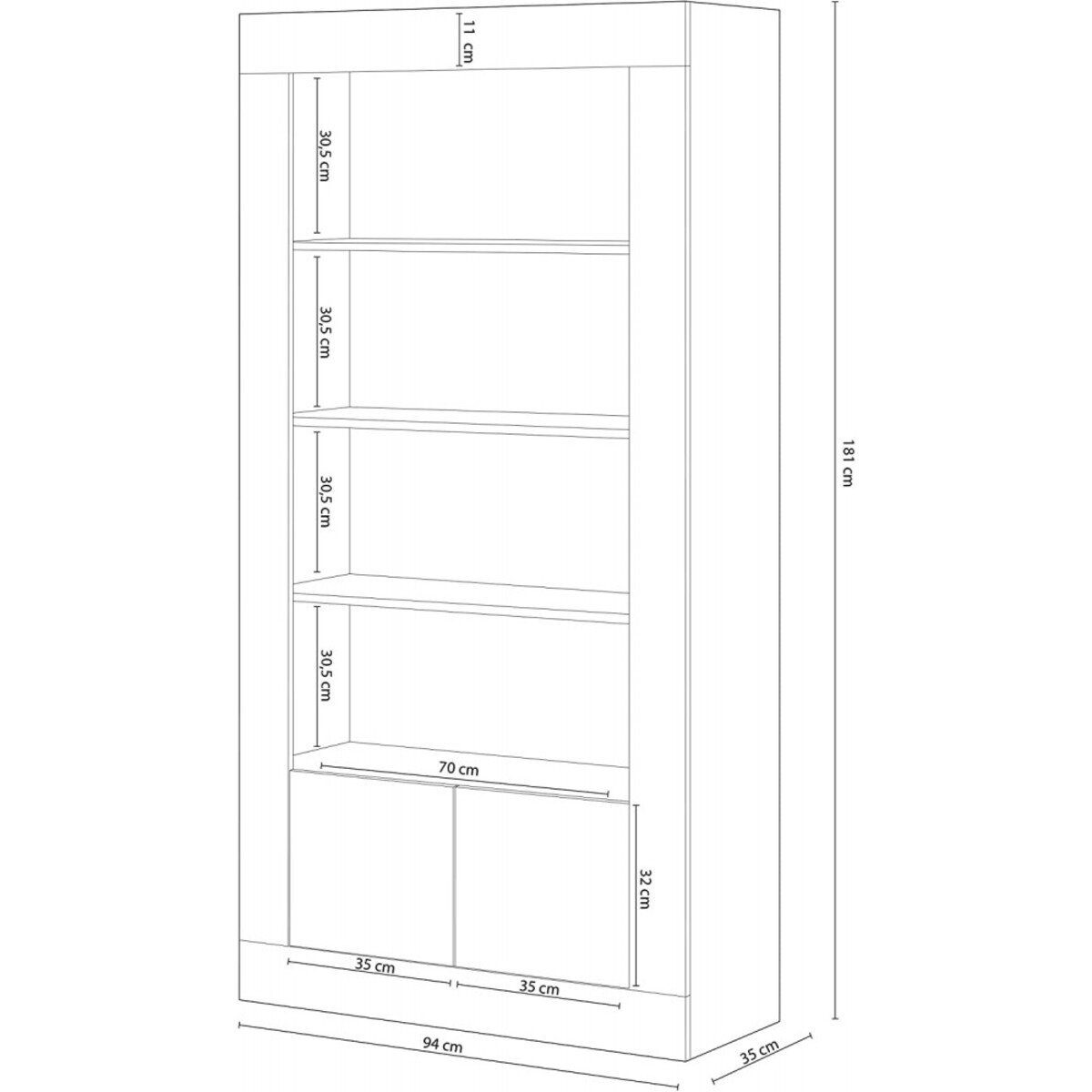 Armario Estanteria 181x94 cm Dos Puertas