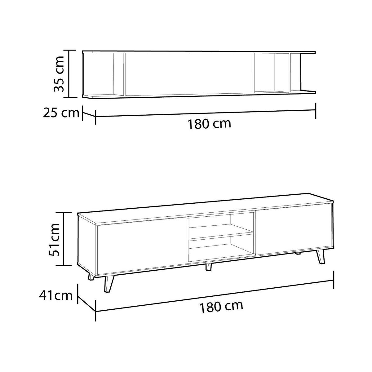 Mueble TV 180 cm + Estante. Conjunto Muebles de Salon