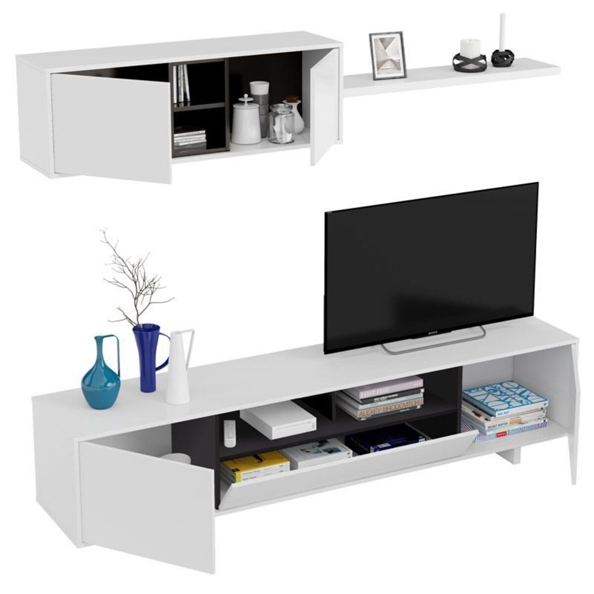 Mueble TV 200x46 cm Modulo + Estante BG. Conjunto Muebles de Salon