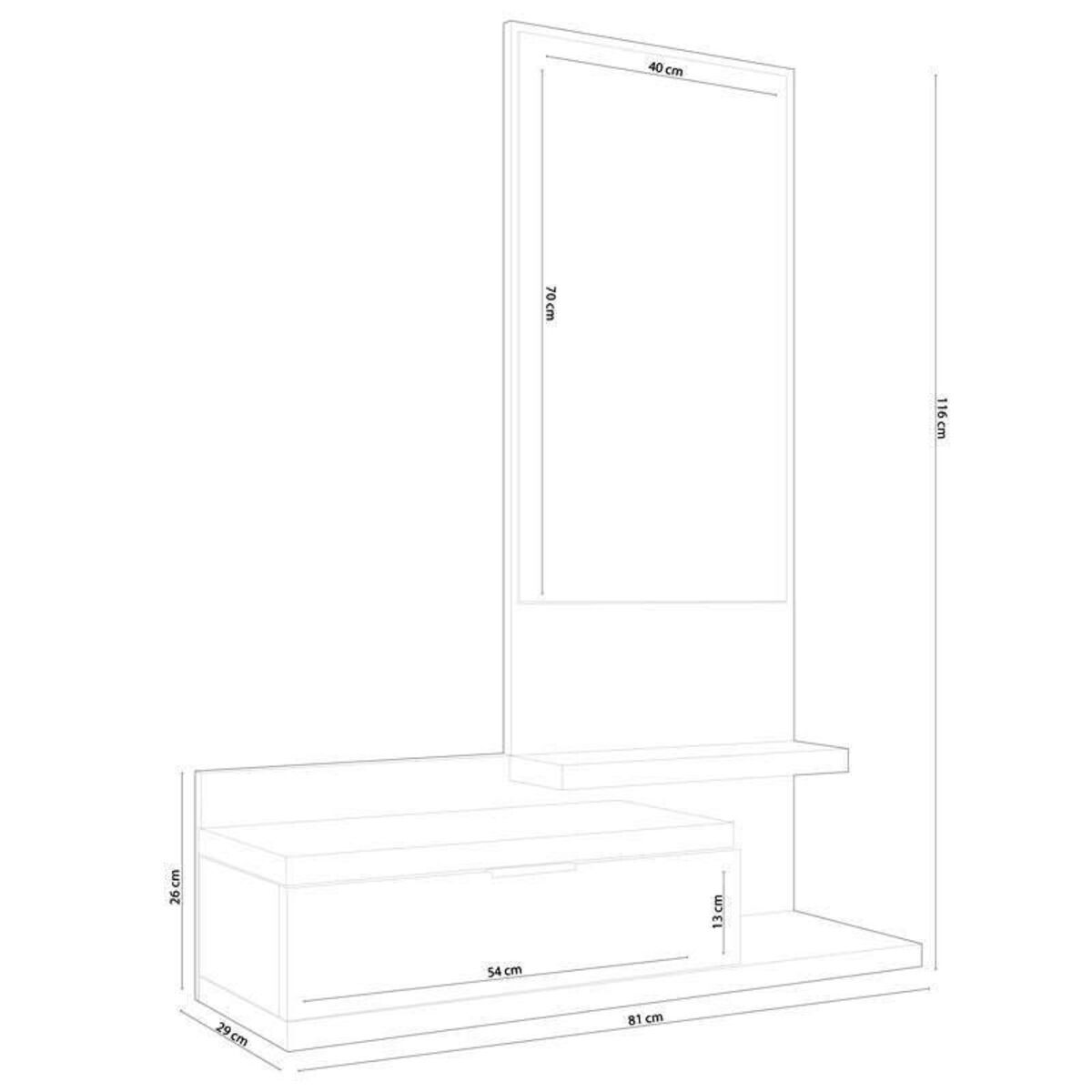 Mueble Recibidor con Espejo y Un Cajon 116x81 cm