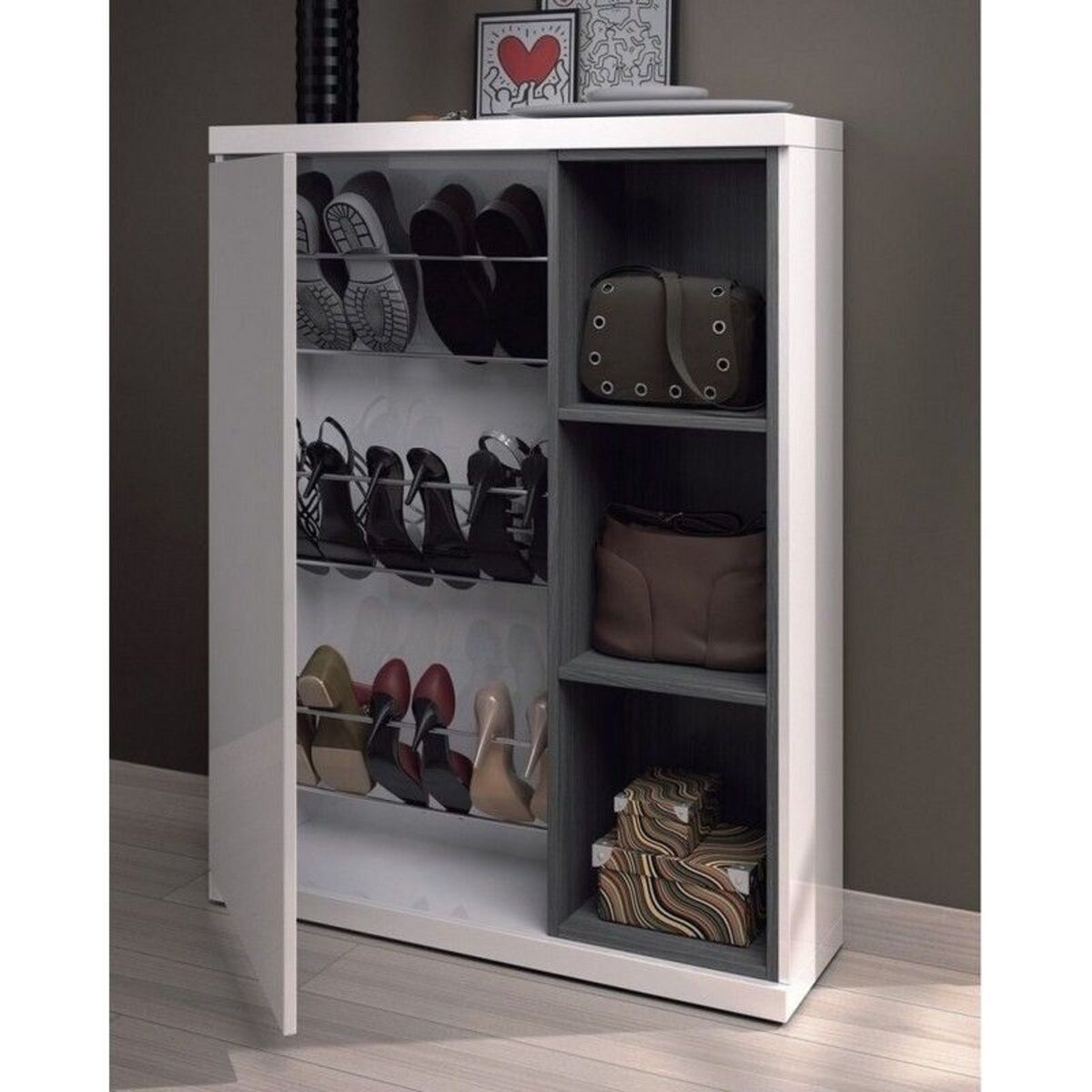 Mueble Recibidor Consola 167x79 cm + Espejo y Zapatero