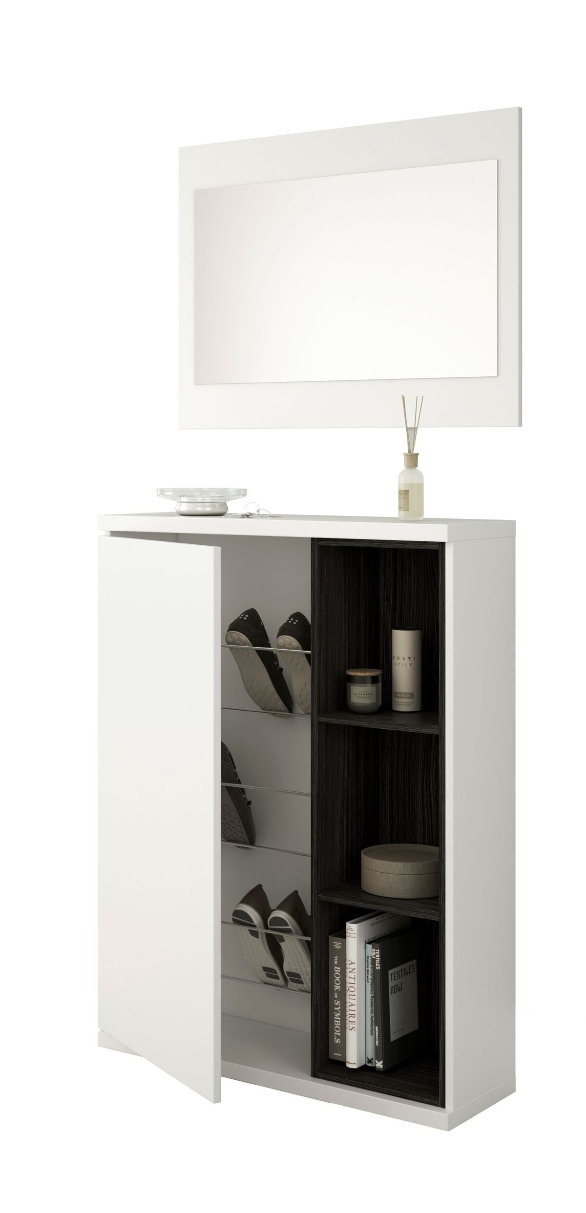 Mueble Recibidor Consola 167x79 cm + Espejo y Zapatero