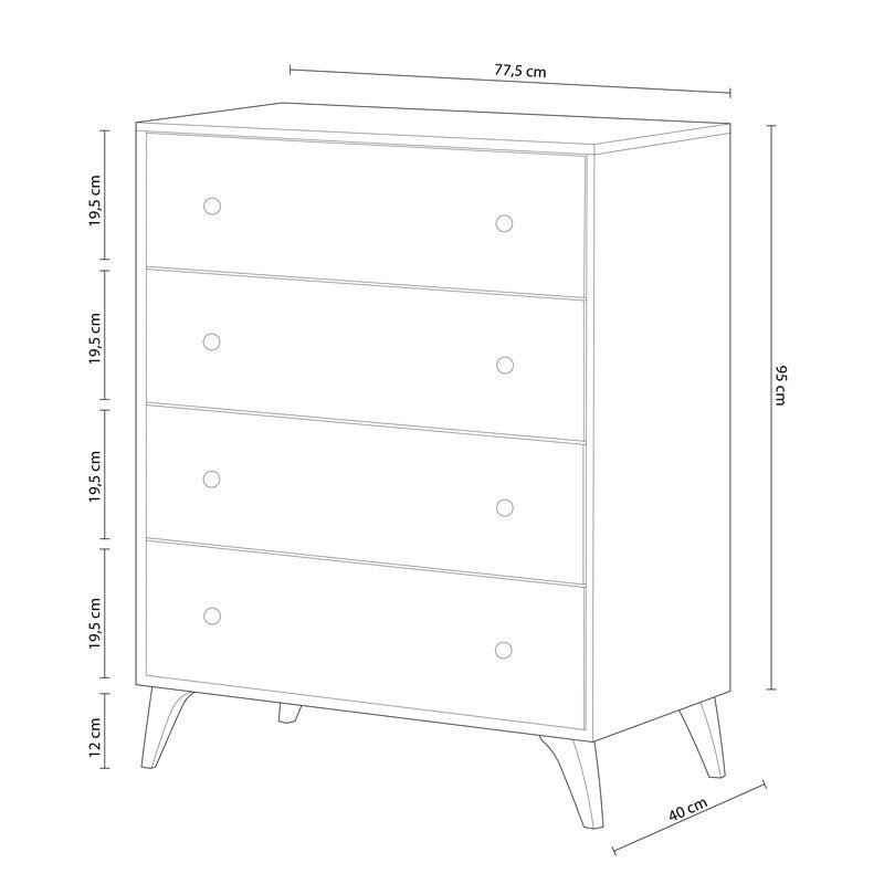 Comoda 4 Cajones Sweet 78x95 cm