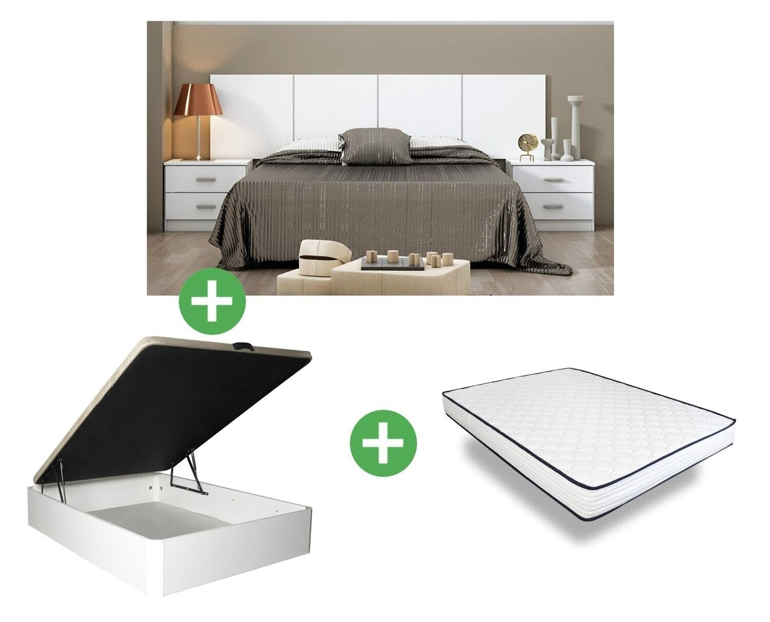 Pack Économique : Chambre Couple + Canapé Pliant + Matelas de Base