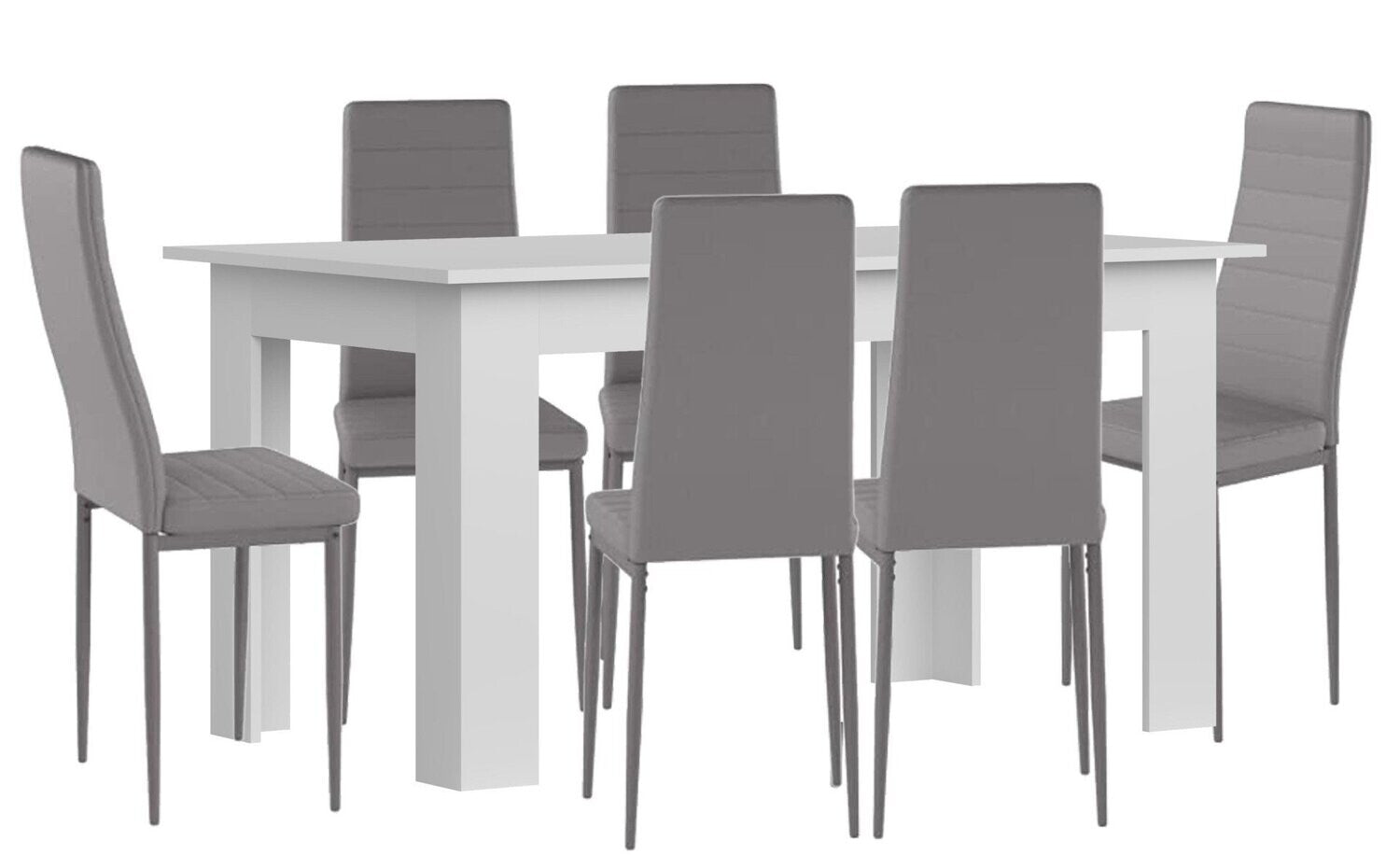 Pack Mesa de Comedor o Cocina + 6 Sillas en Polipiel/metal