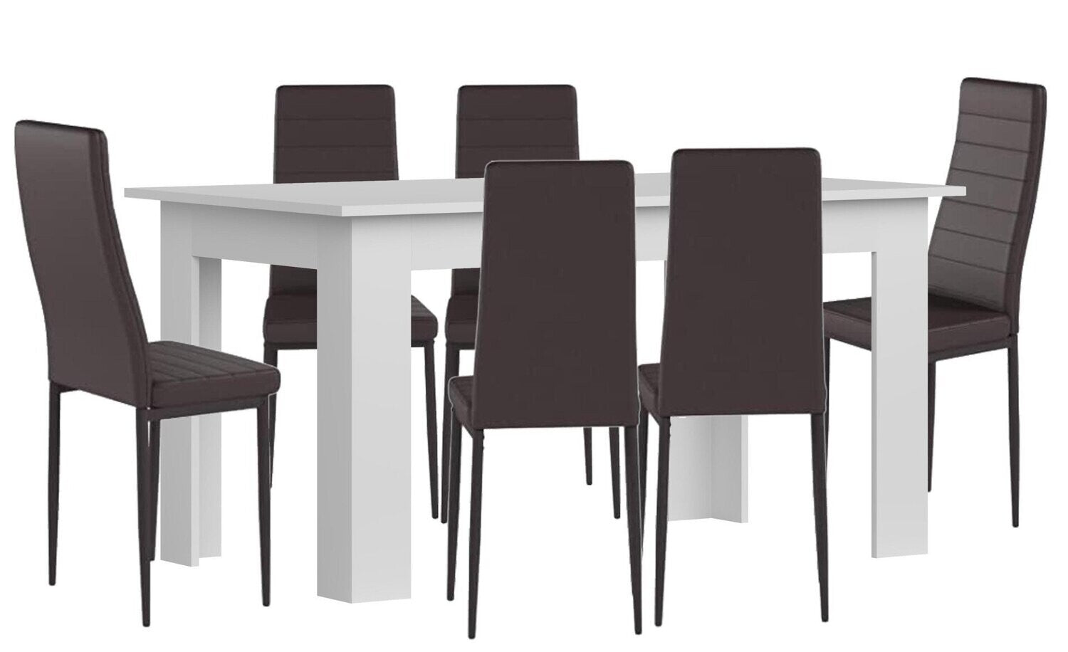 Pack Mesa de Comedor o Cocina + 6 Sillas en Polipiel/metal