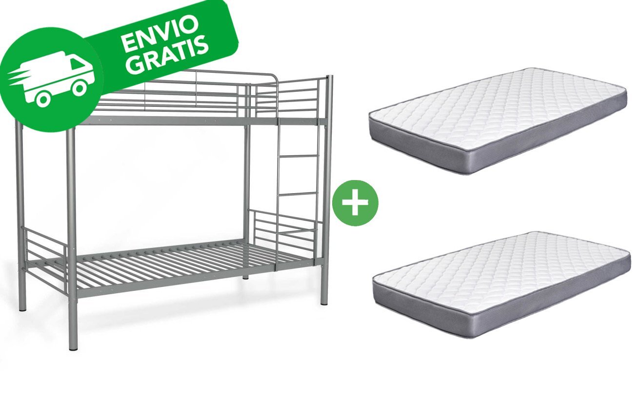 Oferta: Litera Metalica Doble Cama de 90x190 cm + 2 Colchones