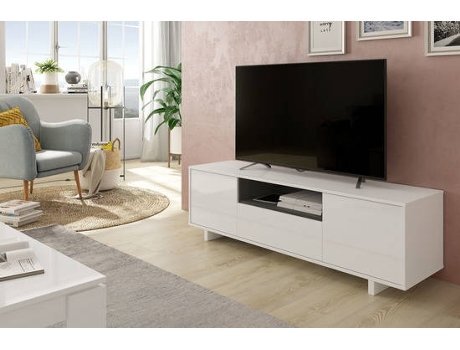 Mueble TV Zaira Blanco 150x46cm. Tres Puertas