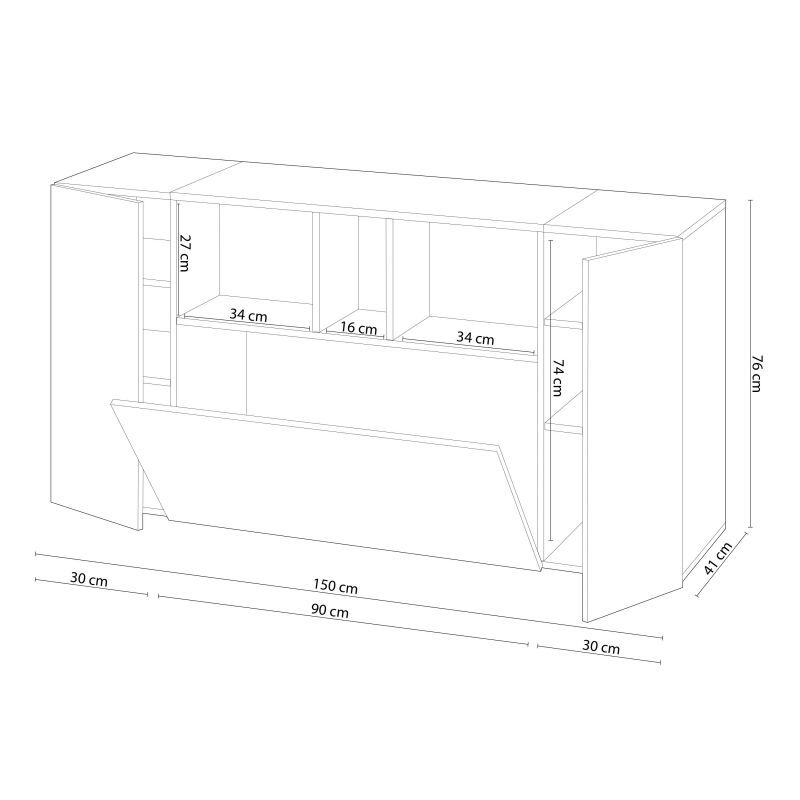 Aparador Loira 150x76cm Tres Puertas. Muebles Salon o Comedor