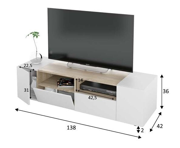 Mueble TV 138x36 cm. Cuatro Puertas