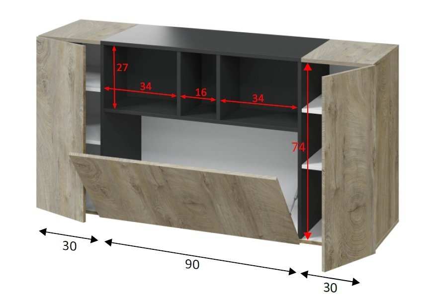 Aparador Tamiko 150x76cm 3 Puertas. Muebles Salon o Comedor