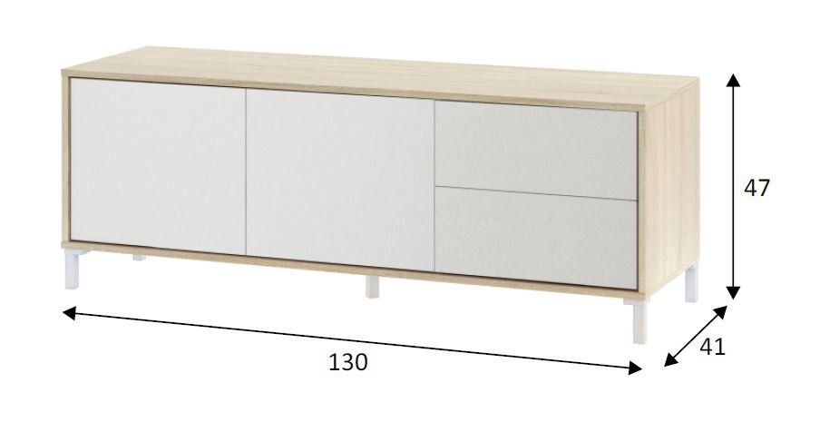 Mueble TV 130x47 cm. Dos puertas y Dos Cajones. BR