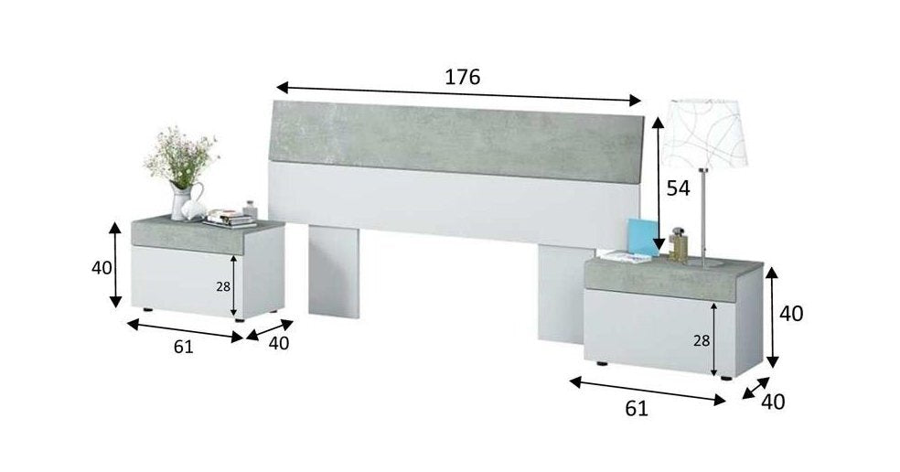 Cabecero de Cama 276x40cm. Cabezal + Dos Mesitas