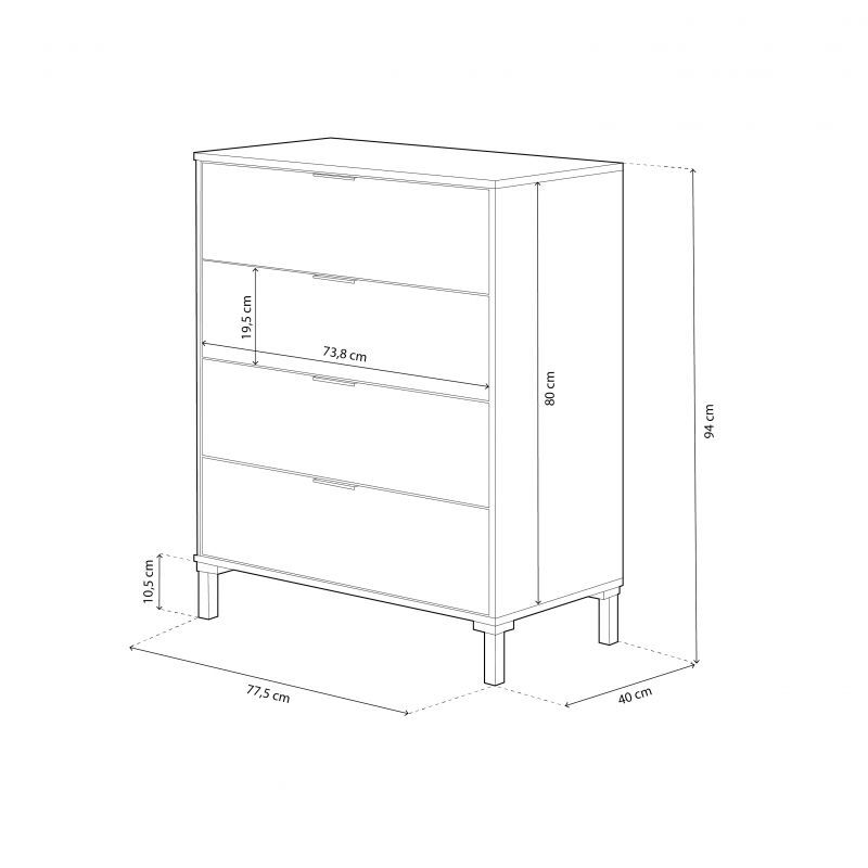 Comoda 4 Cajones Enzo 94x78cm