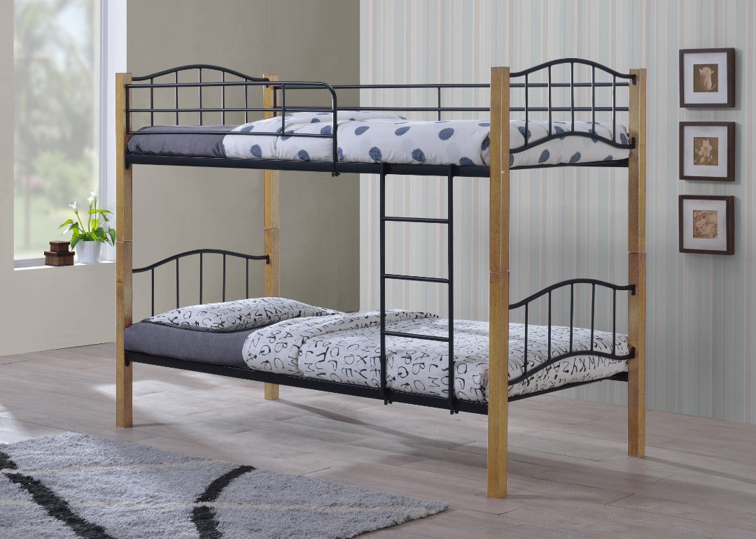 Oferta: Litera Doble Cama de 90x190 cm de Madera y Metal+ 2 Colchones