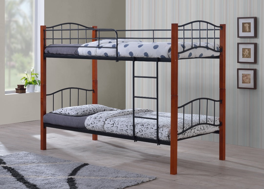 Oferta: Litera Doble Cama de 90x190 cm de Madera y Metal+ 2 Colchones