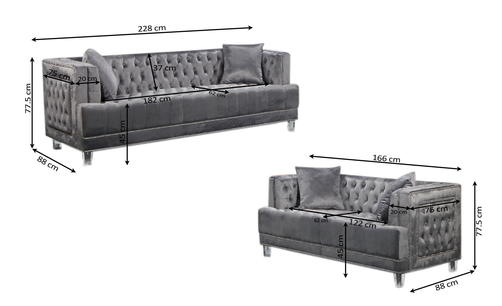 Conjunto de Sofas 3+2 Plazas Inok. Estilo Chester