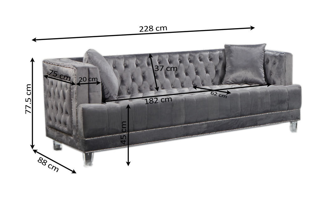 Sofa 3 Plazas Inok 228x88 cm. Estilo Chester