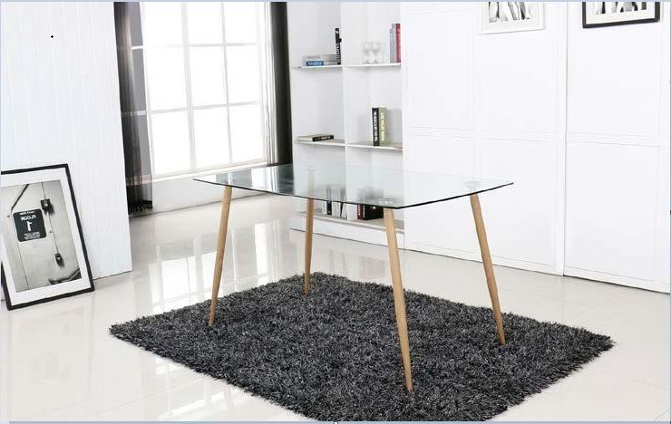 Mesa Cristal Templado Estilo Nordico 140x80 cm. Comedor o Cocina